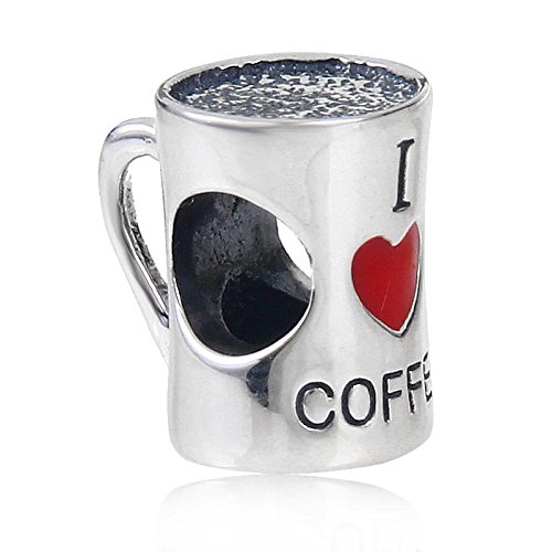 "I Love Coffee" charm a forma di tazza in argento Sterling 925, ciondolo per bracciali o collane, anche europee