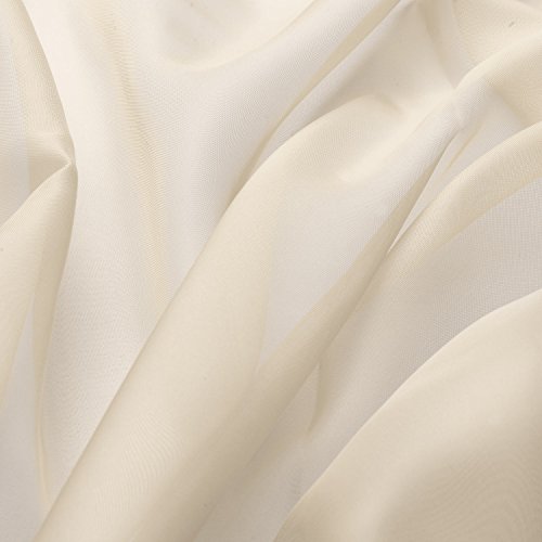 Beautissu® Transparenter Schlaufen-Vorhang Amelie – 140×245 cm Creme (Beige) – Voile Dekoschal Gardine Schlaufenschal - 3