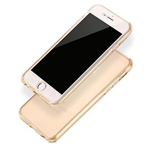 Vandot para iPhone 7 Plus  iPhone 8Plus Ultra Thin Smart Cover 360    Grados Carcasa Delantera y Trasera Cristal Full Body Funda Protectora de TPU Dos Piezas Transparente Cubierta de la Caja del parachoques para iPhone 7 Plus   iPhone 8 Plus 5 5  2017 Smartphone  Oro Dorado en Cuerpo Completo Protecci  n