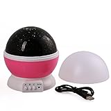 lederTEK, LED Baby Nachtlicht mit USB Kabel Batteriebetrieben Sternhimmel Sternenhimmel 4 LED 360 Grad (pink) - 4