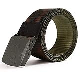 1. CALIDAD: nuestro cinturón para hombre tiene una hebilla de plástico de alta calidad, material de nylon ligero y resistente al desgaste, y es cómodo y transpirable.