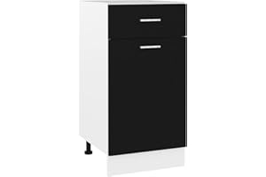 Norheim Armario Inferior de Cocina con Cajón y Estantes, Mueble Bajo Negro de Aglomerado 40x46x81,5 cm