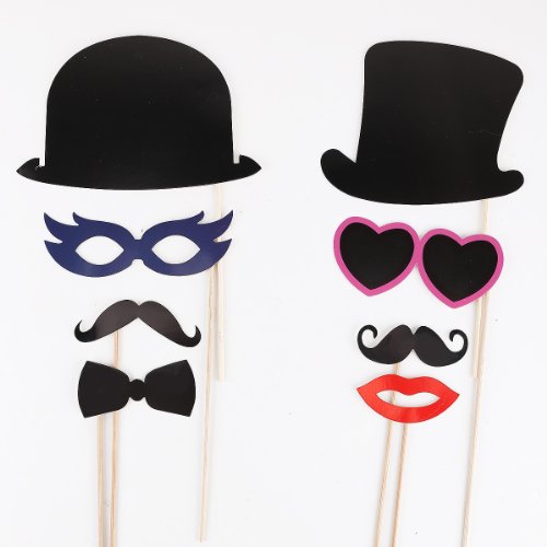 *Versand aus Deutschland* 51 Tlg. Party Foto Verkleidung Schnurrbart Lippen Brille Hüten Photo Booth Props Set Hochzeit Partymitbringsel - 7