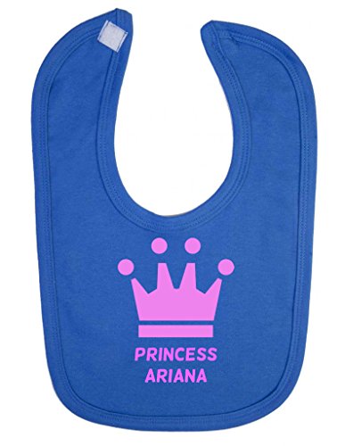 Personalised Princess Name Pink Crown Customise With Name Cute Unique Velcro Fastening Baby Bib