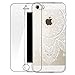 Produktbild Zeattain iPhone SE Hülle mit Panzerglas, iPhone 5/5s Hülle Transparent Silikon Weiß Henna Mandala Muster Cover Case Durchsichtig Handy Tasche Schutzhülle für iPhone SE/5/5s (4.0 Zoll)
