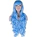 DAOTS 32" Cosplay Wigs Halloween Wig Long Hair Heat Resistant Curly Wave Hairs for Women(light blue)