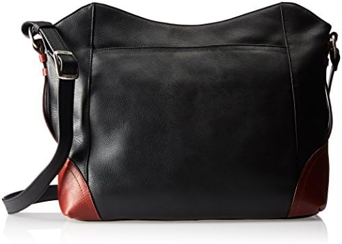 Derek Alexander East/West Top Zip Shoulder Bag, Black/Brandy