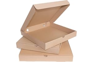 LIBERGRAFIC Caja Carton Corrugado para Pizza Kraft | Caja Contenedora Marrón Kraft Automontables Reciclable | Pack de 100x cajas (Cartón liso, 30x30cm)