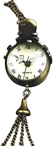 Kolylong Retro Vintage Bronze Quartz Ball Glass Pocket Watch Necklace Chain Steampunk Style