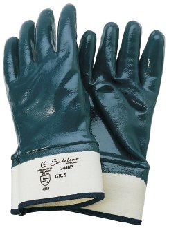 Handschuhe Nitril Größe 10 blau vollbeschichtet mit Stulpe Preis per 12 Stück