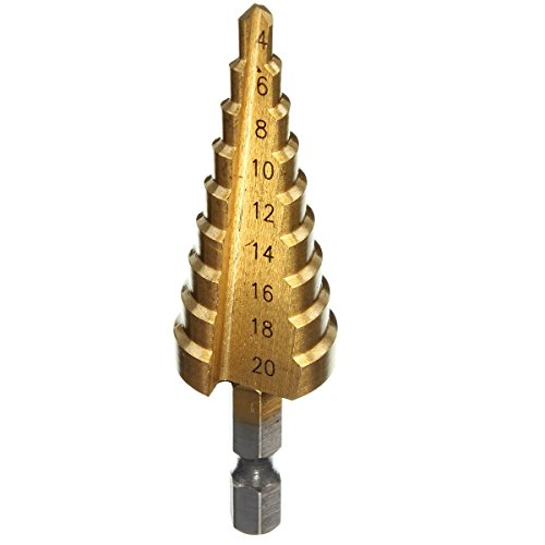 SODIAL(R) Foret Fraise HSS etage Conique Titane 1/4Hexagone TigePour Percage Visseuse 4-20mm