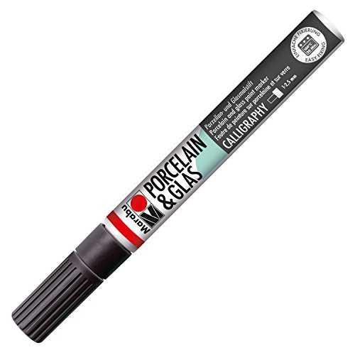 Marabu 12335073 - Porcelain und Glas Painter, Kalligrafiespitze 1 - 2, 5 mm, schwarz
