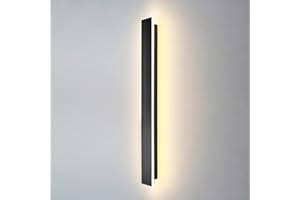 SEAMOON Lampara de Pared LED, Aplique Pared Impermeable Minimalista Negra para Interior Exterior, Luz Cálida de 3000K, 12W, Protección IP65, Material Acrílico y de Hierro, para Iluminación Interior y Exterior