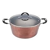 Cacerola de Ø24x11 cms; para 4 litros, fabricada en aluminio forjado: grandes resultados y ahorro energético: adquiere y distribuye el calor del fuego rápidamente; incluye tapa de vidrio