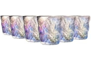 TRESV Set de 6 vasos de Colores, Vasos de cristal agua de 270 ml,Vaso de Vidrio,Vasos de Bebida, Alcohol y Agua, perfectos para bares, cafeterías (Vaso270ml)