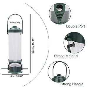 BELLE VOUS Mangiatoia per Uccelli Selvatici in Plastica da Esterno a Tubo (3pz) - capacità 368 g - 2 Mangiatoia per…