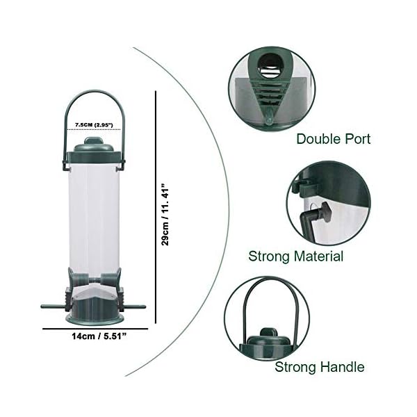 BELLE VOUS Mangiatoia per Uccelli Selvatici in Plastica da Esterno a Tubo (3pz) - capacità 368 g - 2 Mangiatoia per…