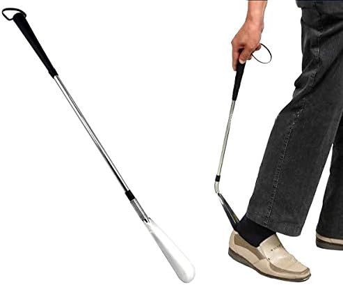 Long Handled Metal No Bend Shoe Horn with Flexible Head, 24 Inches HK026