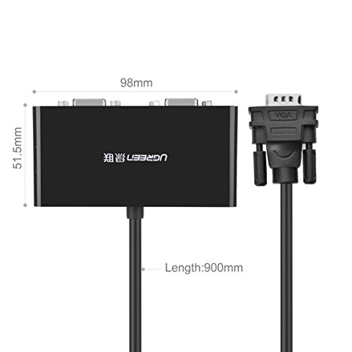 Ugreen VGA auf 2 VGA Splitter Kabel VGA Stecker auf 2 VGA Buchse Monitor Y Adapterkabel zum Anschluss Beamer und Monitor an einem PC unterstützt für Home oder Professionales Theater und AV Gerät Schwarz - 7