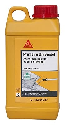 Sika Level Primaire - Primaire d'adhérence pour supports difficiles - 1L couvre environ 8m² - liquide laiteux rouge