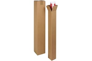 SANYGIENE Tube Carré Carton Rigide Expédition | Pas de Surtaxe Postale (non Rond) | Lot de 10 Cartons 120X10X10 cm | Poster - Affiche - Dessin - Toile - Photo | Couleur : Brun | Normes FSC Packaging