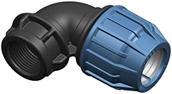 1 Polypropylene clamping connector fitting elbow with internal thread 20 mm, 0,5 inches pipe, connector for PE pipe DVGW drinking water PN16