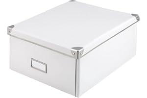 Idena - Scatola portaoggetti in Cartone Robusto, Coperchio Rinforzato in Metallo, con Spazio per Etichetta, Circa 36 x 28 x 17 cm