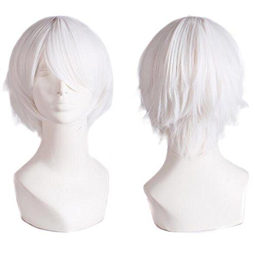 S-noilite® Unisex Synthetic Short Full Head Wigs Cosplay Costume Party Daily Fancy Dress White