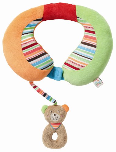 Preisvergleich Produktbild Fehn 091151 Nackenstütze Teddy - Nackenkissen mit kleinem Rassel-Teddy für Babys und Kleinkinder ab 6+ Monaten - Stützt und entlastet in Kinderwagen, Babyschale oder Auto