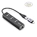 Produktbild Vemont 3-Port USB 3.0 Hub mit RJ45 10/100/1000 Gigabit Ethernet Adapter Konverter LAN-Adapter Aluminium Netzwerkadapter (Schwarz)