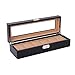 Produktbild 6-Slot-Uhrenbox aus Kohlefaser-Vitrine für Schmuck Organizer-Etui - Black & Brown