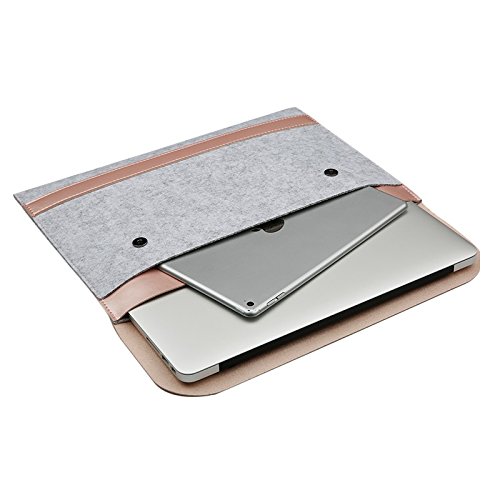 EooCoo Laptop-Tasche, Filz, Mikrofaser LederHülle Ultrabook Laptop Tasche Filz Sleeve Speziell für Macbook Air / Pro / Retina 13″ – Rose Gold - 3