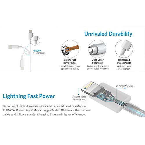 C  ble Lightning - TURATA 5 Pack 1ft C  ble vers USB Data Chargeur C  ble Chargeur iPhone pour iphone SE 6 6s 5 5S 5C  iPad 4  iPad Air 1 2  iPad Mini 1 2 3