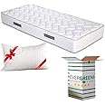 Evergreenweb - Materasso Singolo 90x190 Alto 20 cm in Poliuretano ORTOPEDICO lastra Water Bio + CUSCINO Memory Foam INCLUSO R