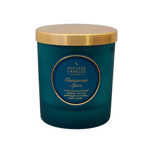 Shearer Candles Cinnamon Spice Scented Jar Candle with Lid, Teal