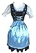 Produktbild Di22 Midi Dirndl, 3 teiliges Trachtenkleid in türkis schwarz, Kleid mit Bluse und türkiser Schürze, Rocklänge ca 60 cm, Gr. 44