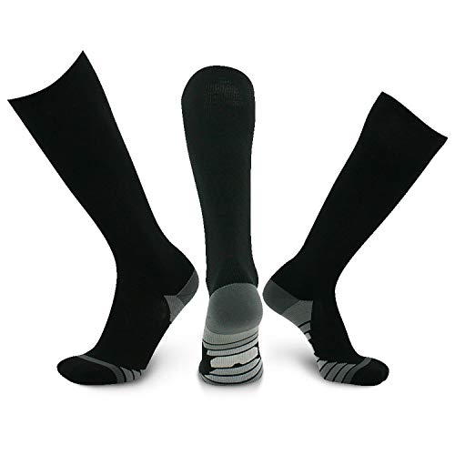 Calcetines de compresión Medias de compresión para Hombres y Mujeres, Evitan el Sudor y la Fatiga, Deporte, para Trotar, Volar, Viajar, varicosas, Aumentar la circulación sanguínea (Gris(raya), XL)