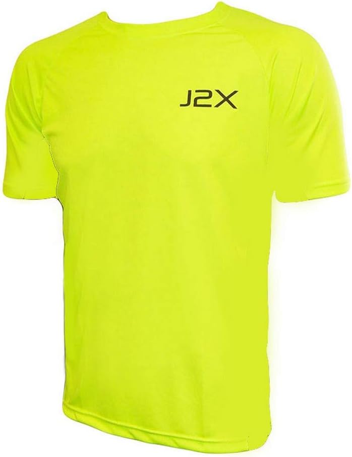 J2X Fitness Hi Viz Running Cycling High Visibility T-Shirt Top Yellow