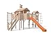 Produktbild OSKAR Terrizio XL-Spielturm Baumhaus mit Turm Schaukelanbau und Sicherheitstreppe, 3- Seiten Strickleiter, Rutsche, Doppelschaukel, Kletternetz und Spielhaus auf 1,50 Meter Podesthöhe (Blau)