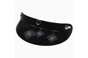 iSpchen Casco moto Visiera parasole Retro aperta Visiera Visiera 3 Fibbie Casco Dritto Bordo lente Nero