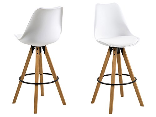 Preisvergleich Produktbild DALLAS Barhocker Gestell eichefarbig, weiss, Kunststoff