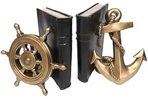 PACIFIC GIFTWARE Rustikal Nautische Schiff Rad und Anker-Deko Buchstützen Set 17,8 cm hoch