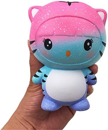 Buyby Squishies Toys Newest 2018 Scented Slow Rising Squeeze Stress reliever Simulation Kid Toy Soft Doll Playsets Phone Pendant Charm Kawaii Cartoon Hand Finger Spinner Toy Tiger (15*12*9cm)