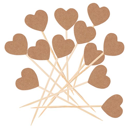 MagiDeal Kraftpapier Herz Cupcake Picks Zahnstocher Partei Kuchen Cocktail Dekor, 50 Stück/Set - 4