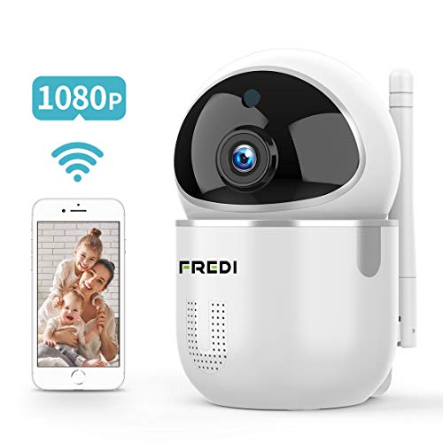 FREDI 1080P Telecamera Wi-Fi Interno IP Telecamera di Sorveglianza Wifi Wireless Camera,videocamera IP Interno Wireless con Visione Notturna, Notifiche in tempo reale del sensore di movimento