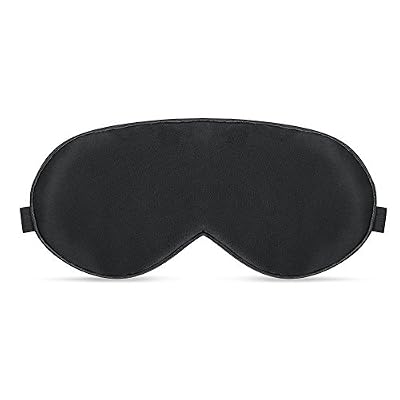 NOVAGO Masque de Sommeil et de Voyage 100% Pure Soie naturelle (saine et propre ) super légère , Ultra-Doux , Confortable et Respirant (Noir)