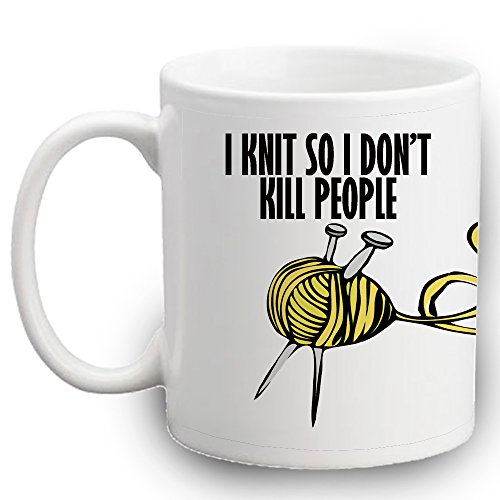LULAH BLU I Knit So I Don't Kill People Mug Funny Tea Coffe Cup Novelty