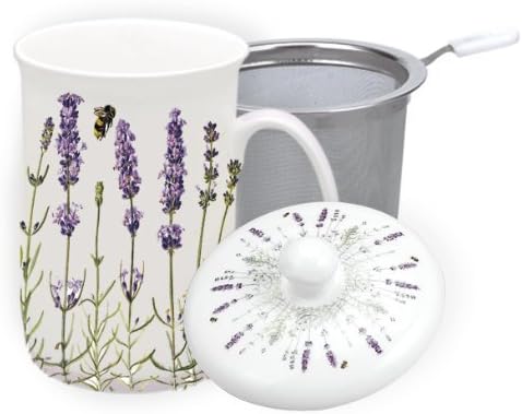 Ashdene I Love Lavender Bone China 3 Pce infuser 11-Ounce Mug Set in Gift Box by Ashdene