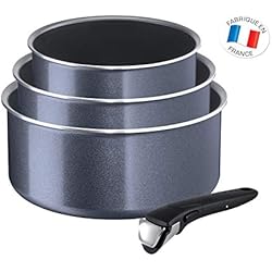 Tefal-L2319302-Ingenio Elegance Lot de 3 casseroles 16/18/20 cm + 1 Poignée Gris Pailleté Tous Feux sauf Induction