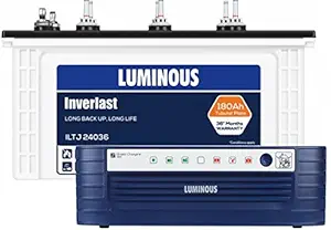 LUMINOUS Inverlast ILTJ24036 180Ah Tubular Jumbo Battery 36* Months Warranty with Shakti Charge+1450 Inverter Tubular Inverter Battery (180Ah)
